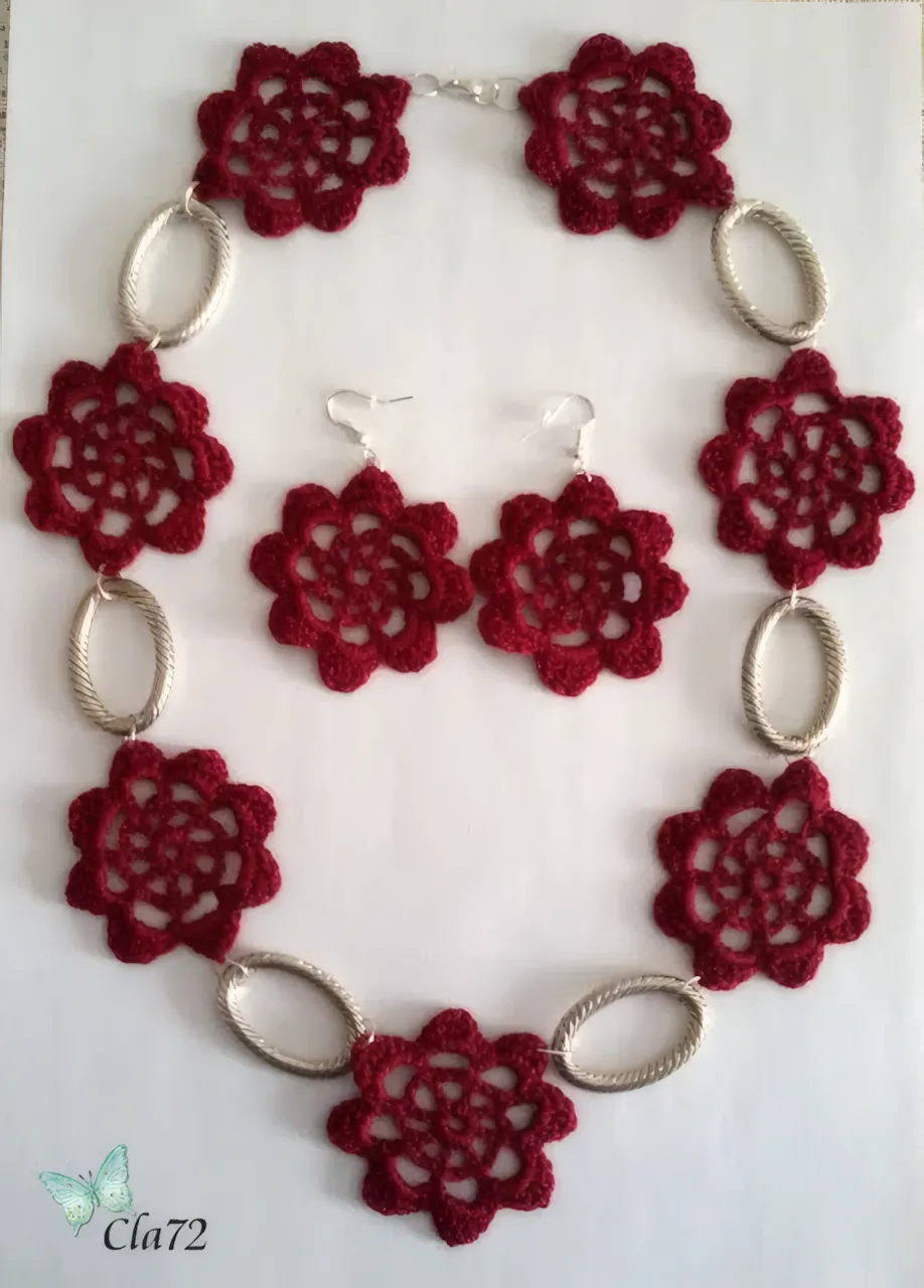 Completo Collana e Orecchini Uncinetto Handmade