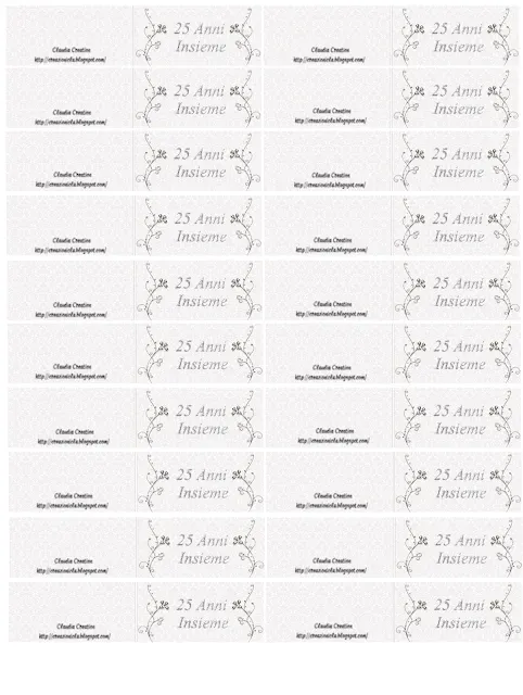 Bigliettini per bomboniere anniversario nozze