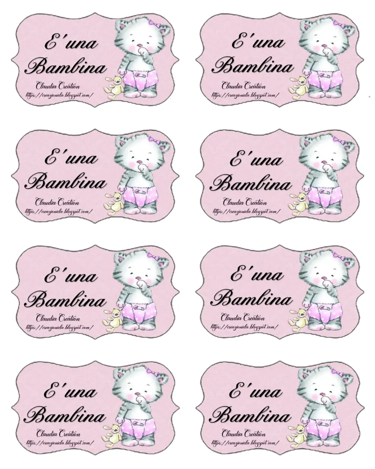 Etichette stampabili Baby Shower