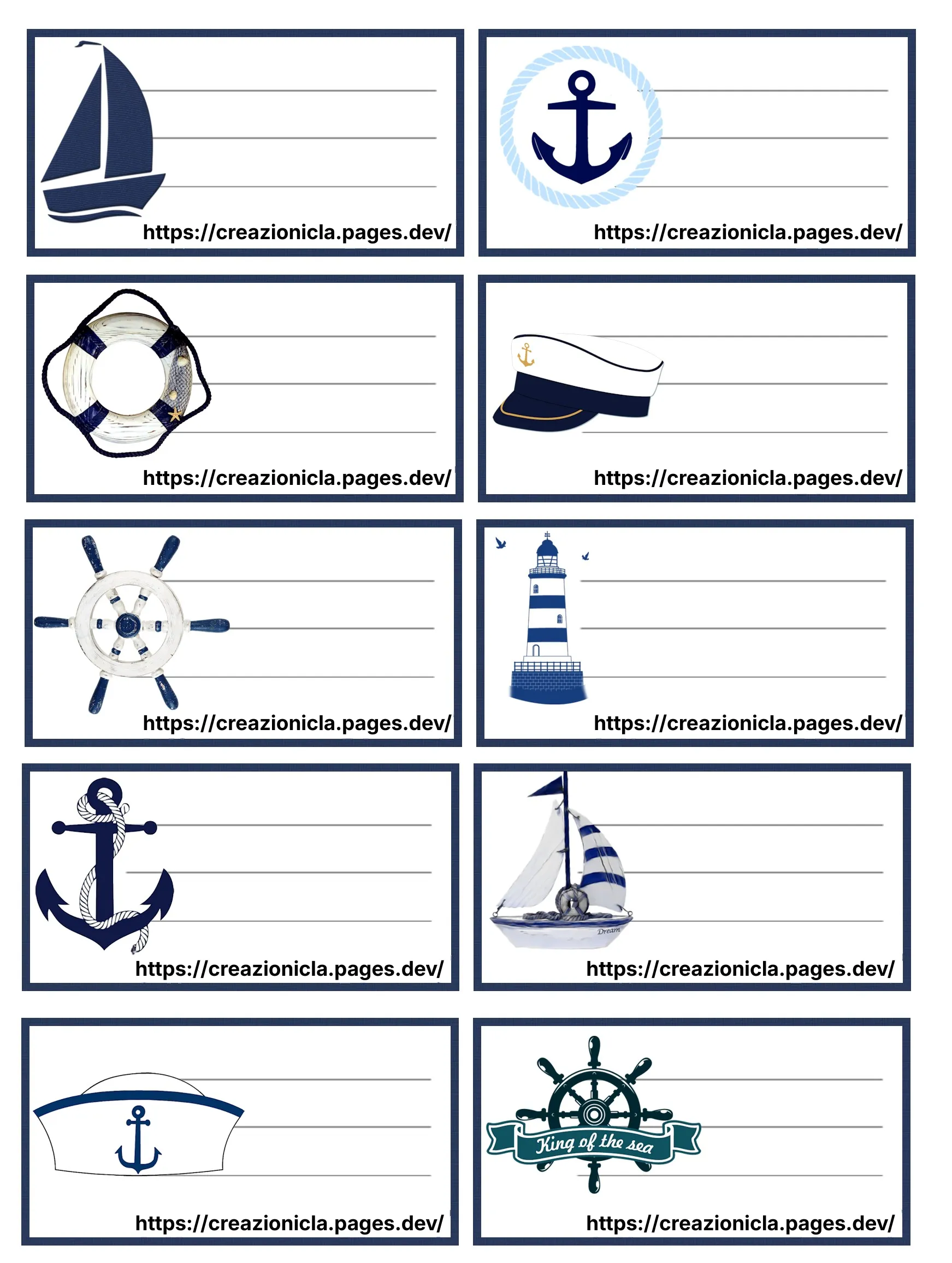 Etichette Tema Mare Scuola Stampabili Gratis