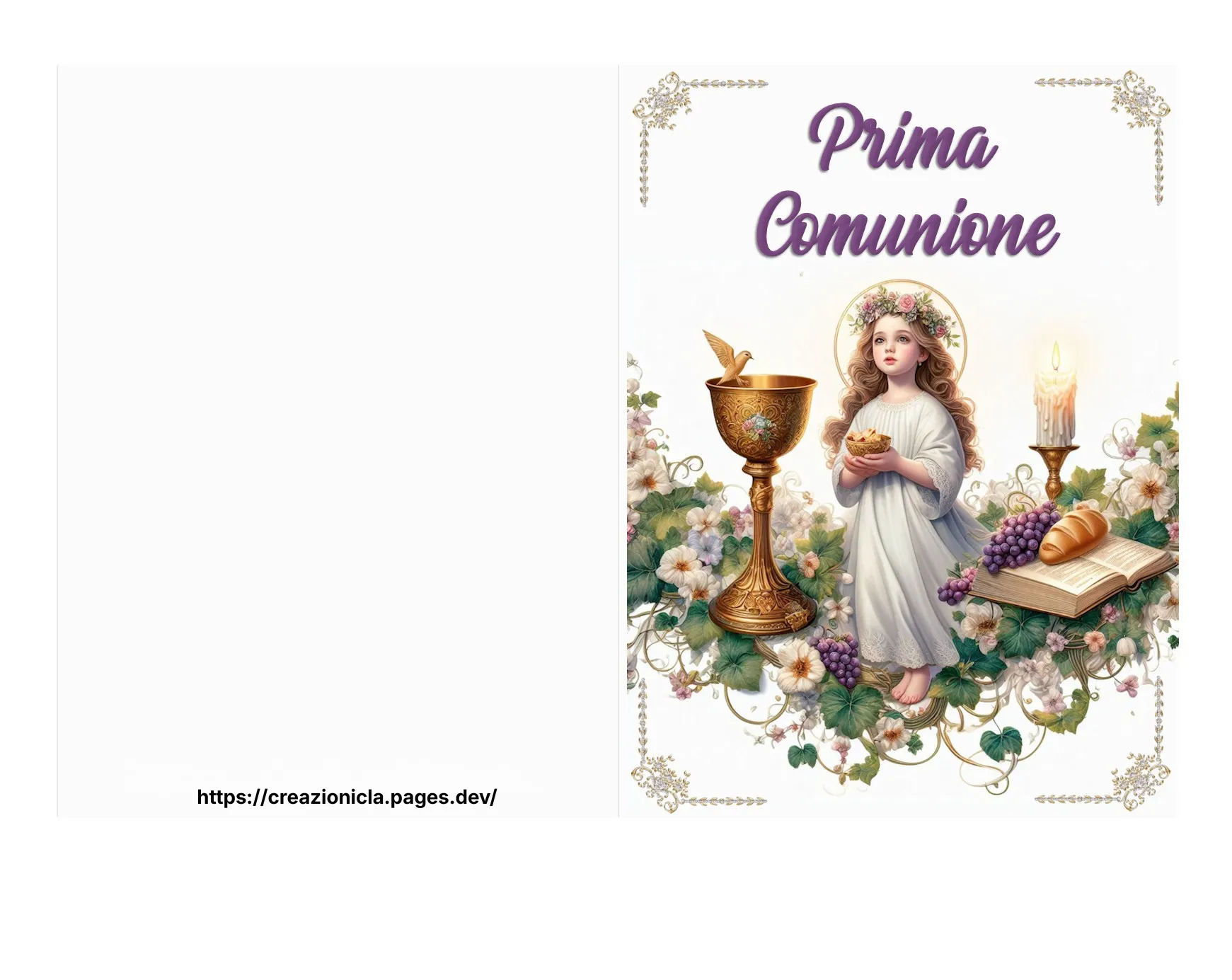 Biglietto Auguri Comunione Bimba Stampabile Gratis