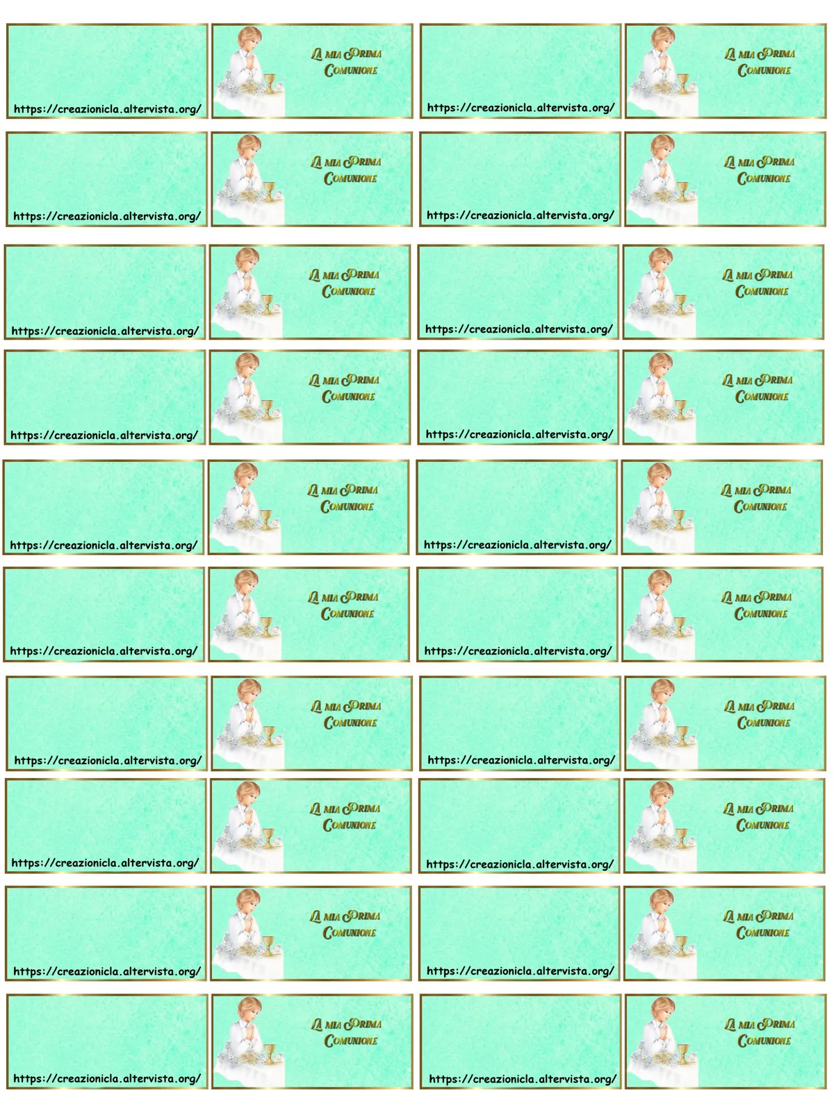 Bigliettini bomboniere Comunione