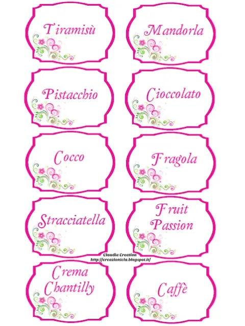 Cartellini per confettata