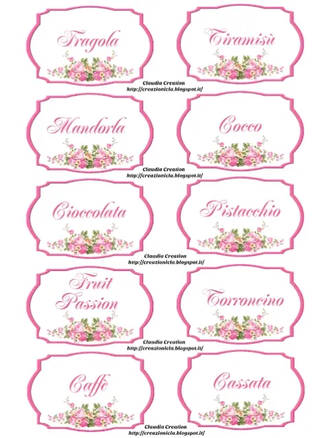 Cartellini per confettata