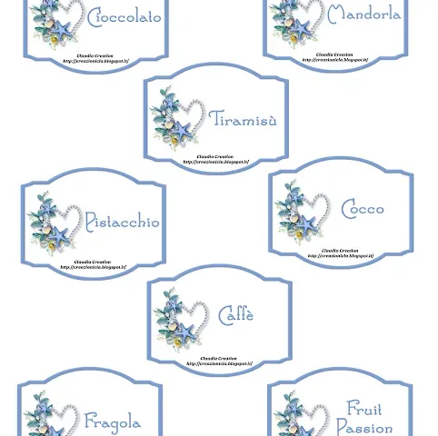 Cartellini per confettata stile marino