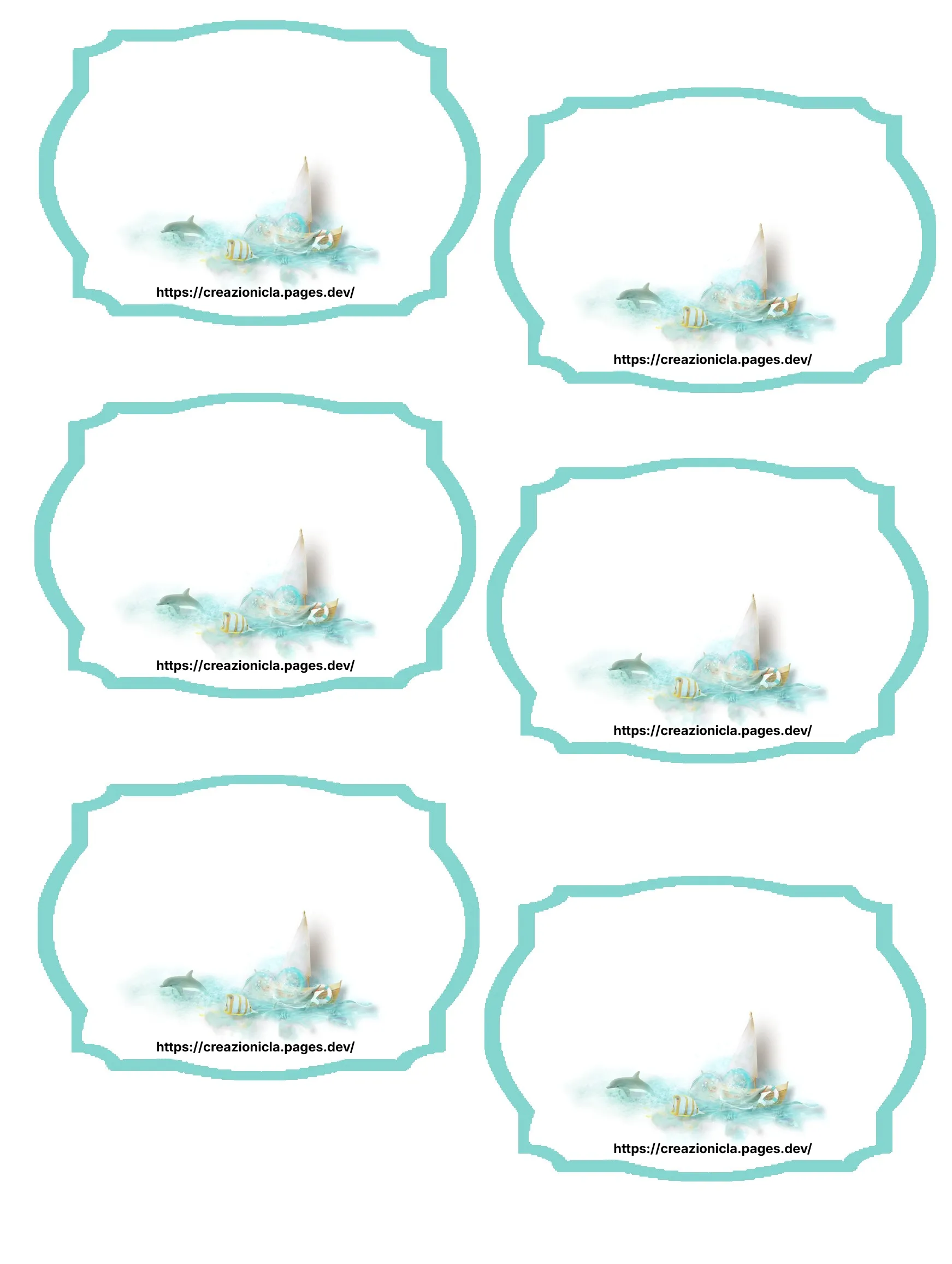 Cartellini Confettata Tema Mare Tema Marino Stampabili Gratis