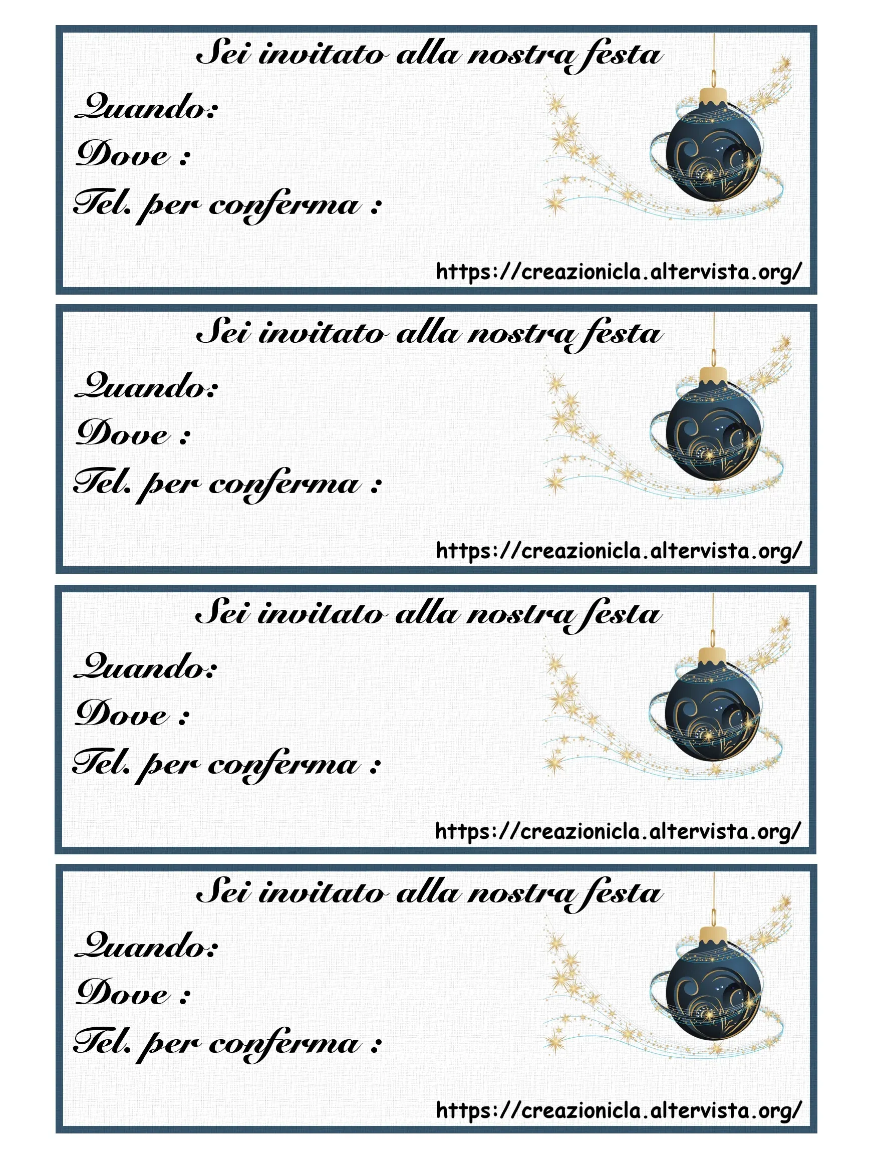 Inviti Festa Natale Stampabili Gratis