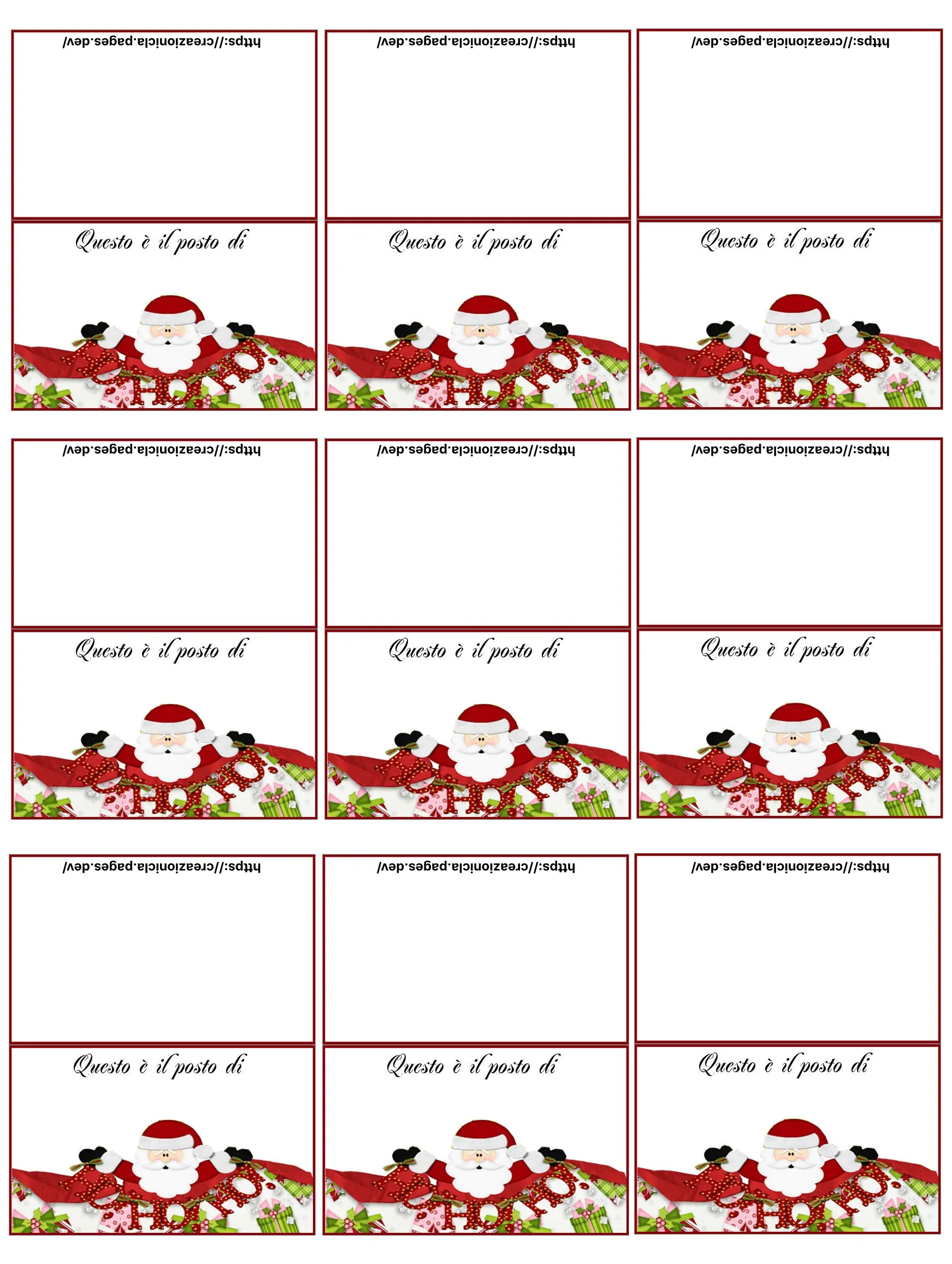 Segnaposto Natale Stampabile Gratis