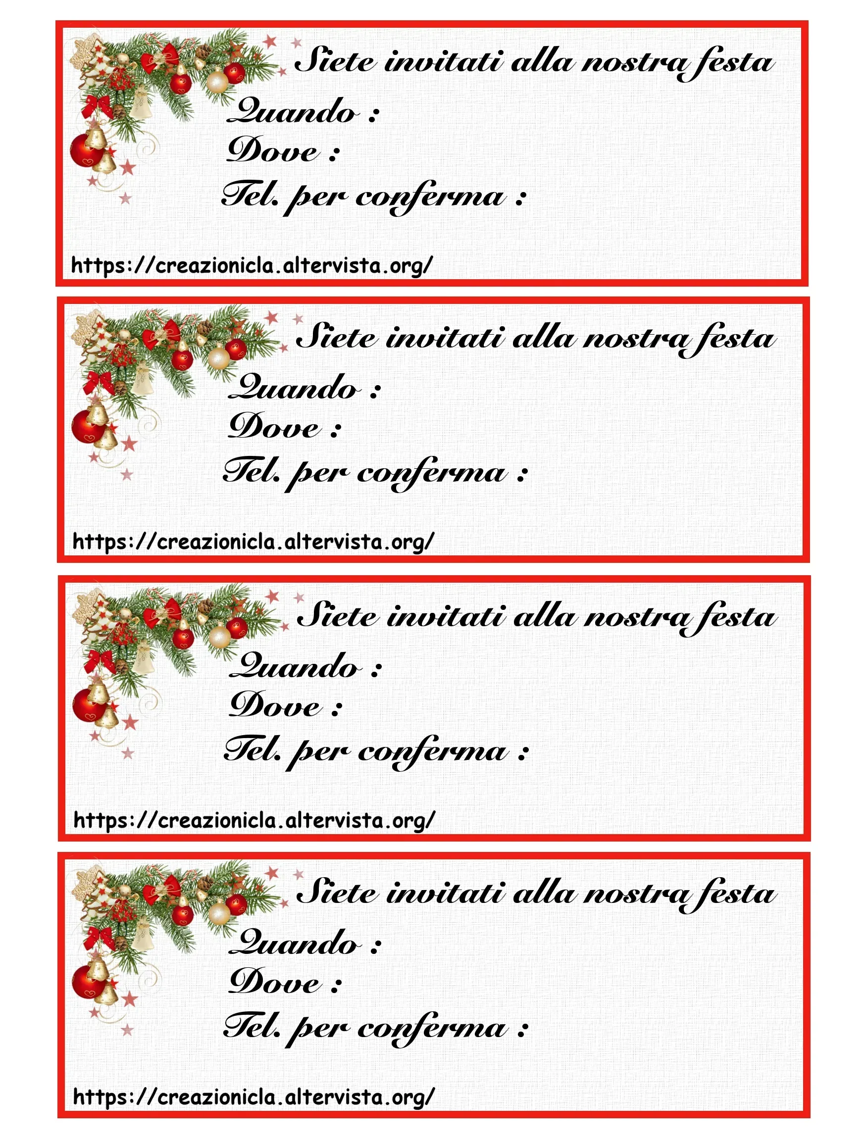 Inviti Festa Natale Stampabili Gratis