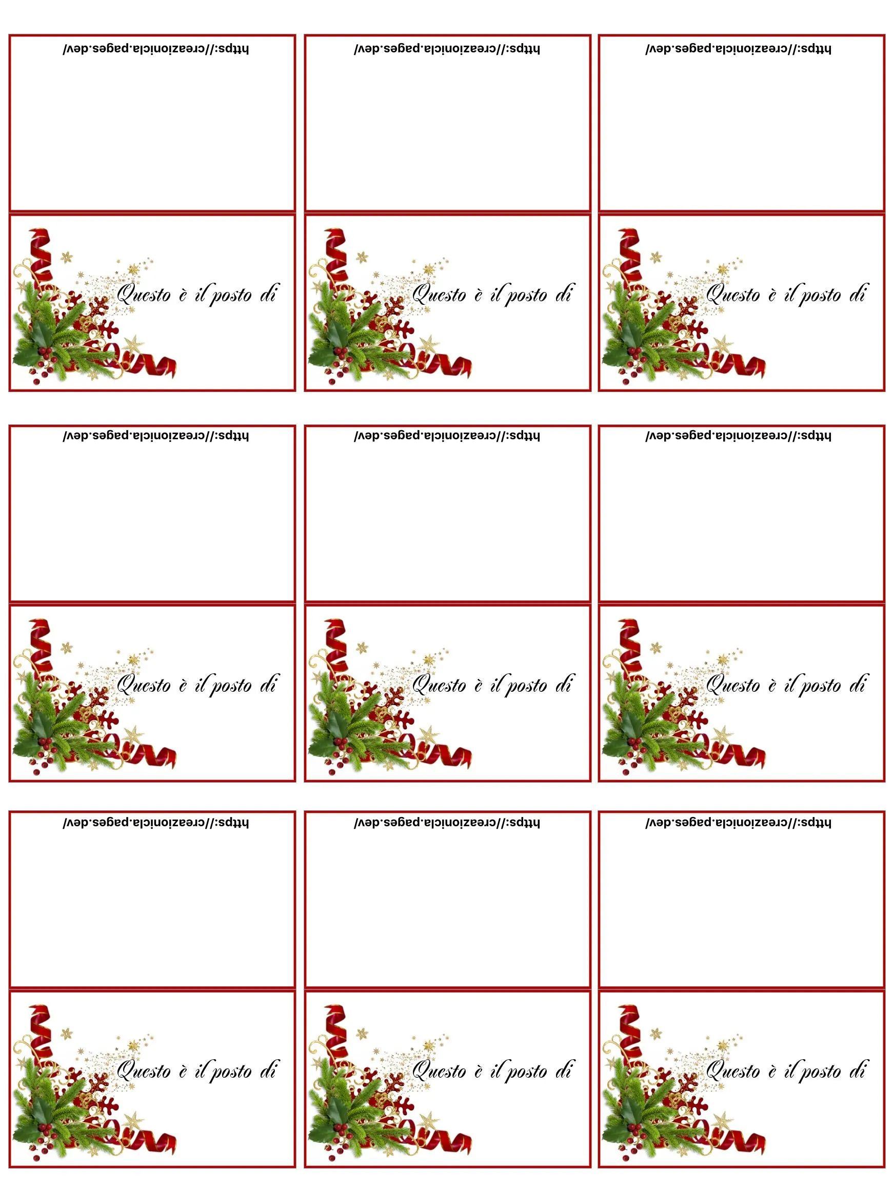 Segnaposto Natale Natalizi Stampabile Gratis