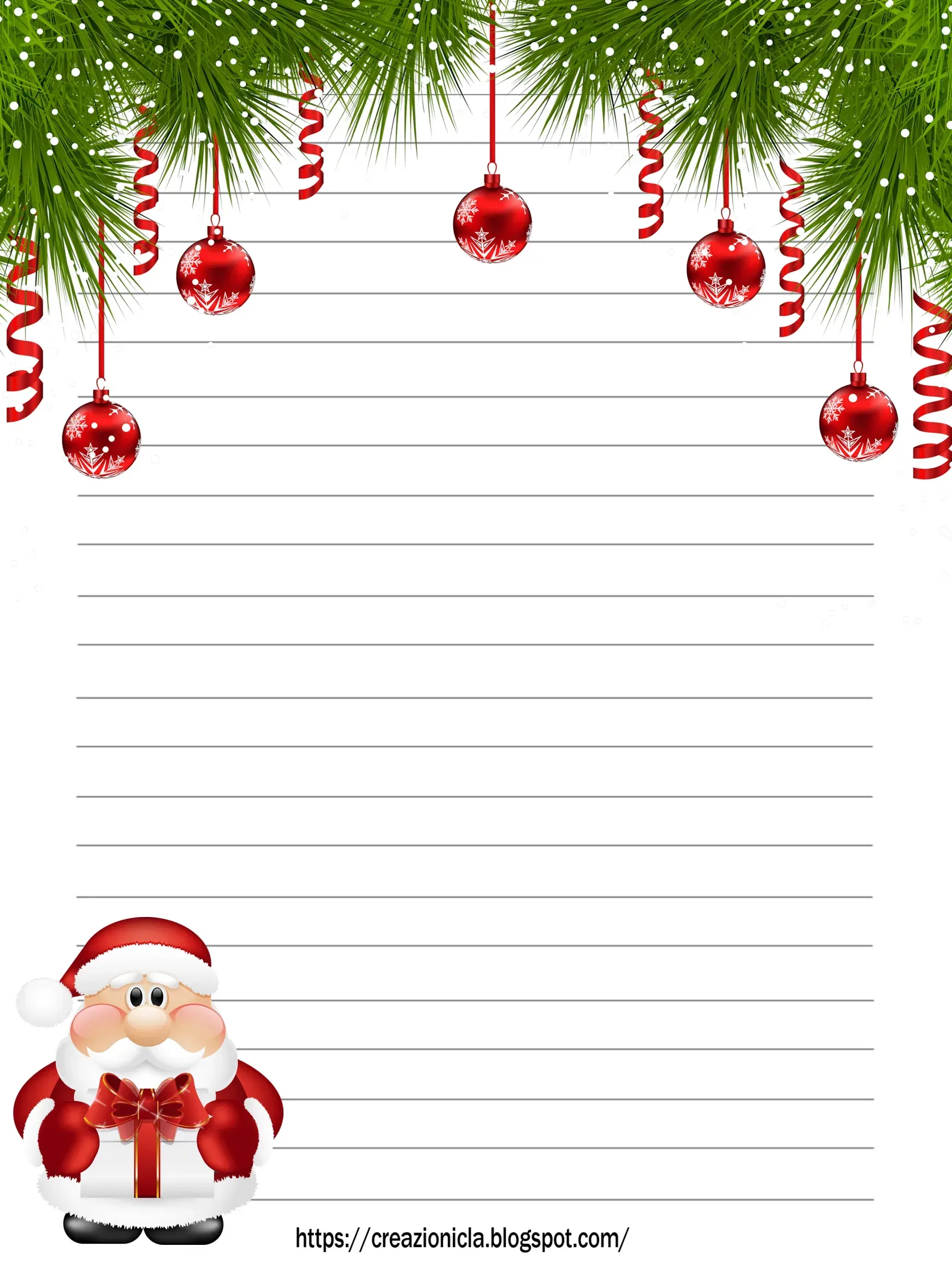 Carta da Lettere Natale Stampabile Gratis