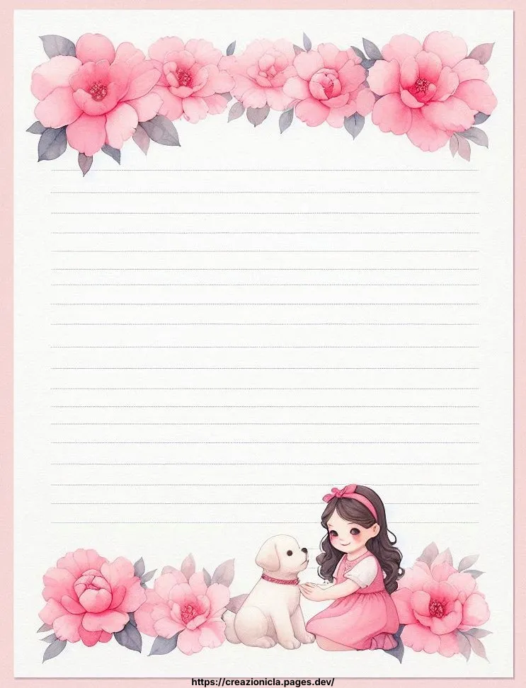 Carta da Lettere con Cagnolino Stampabile Gratis