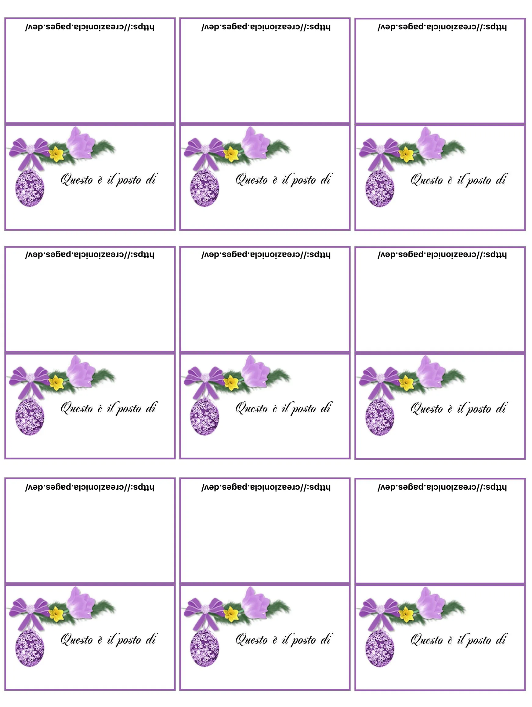 Segnaposto Pasqua Stampabile Gratis