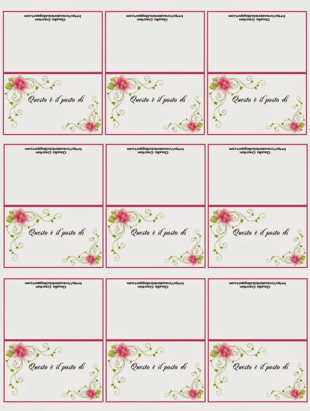 Segnaposti stampabili