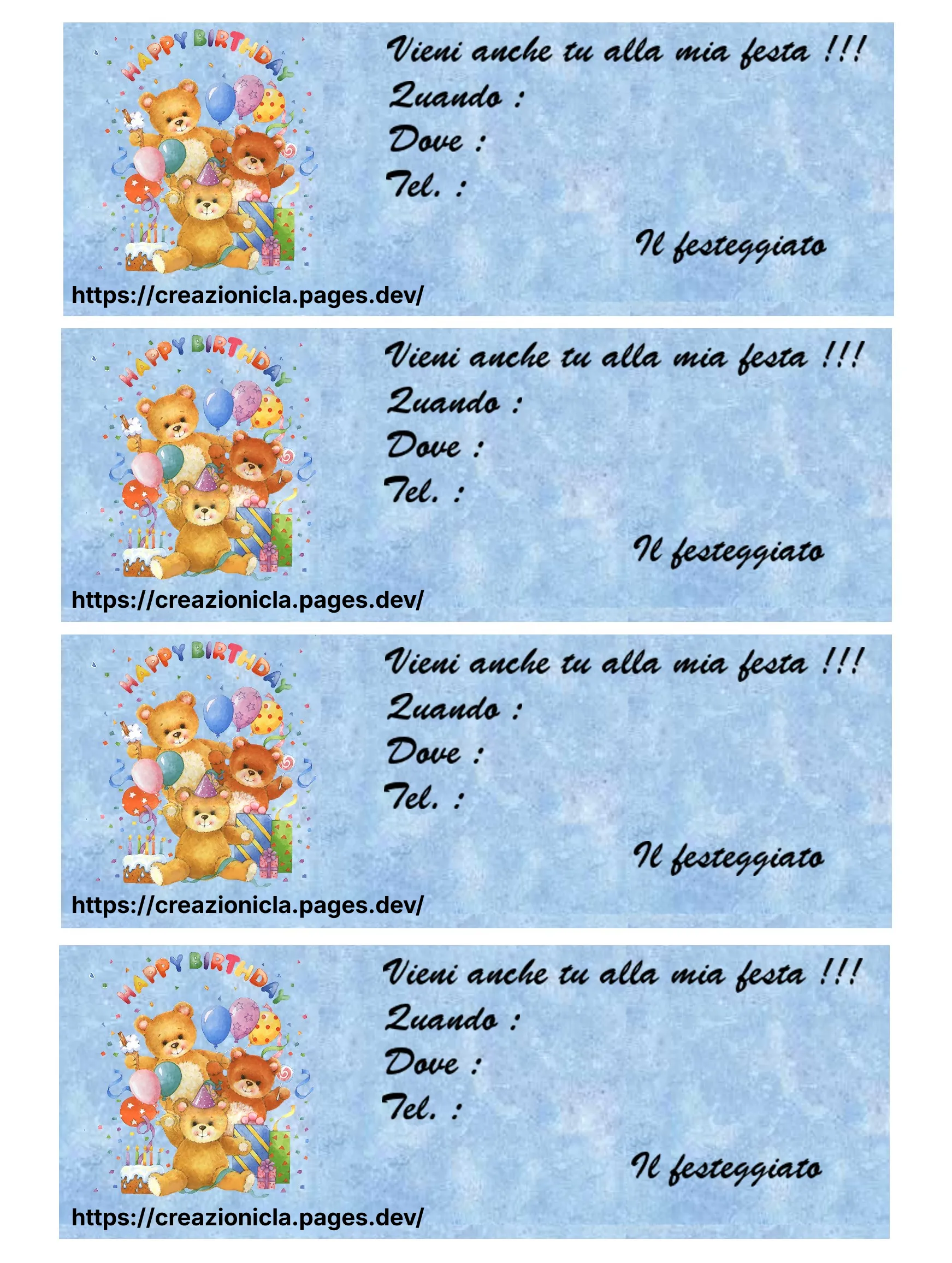 Inviti Festa Stampabili Gratis