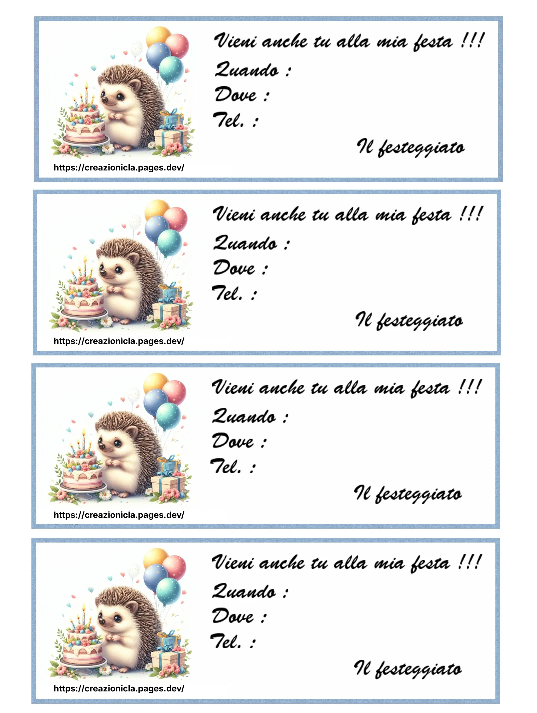 Inviti Festa Compleanno Stampabili Gratis