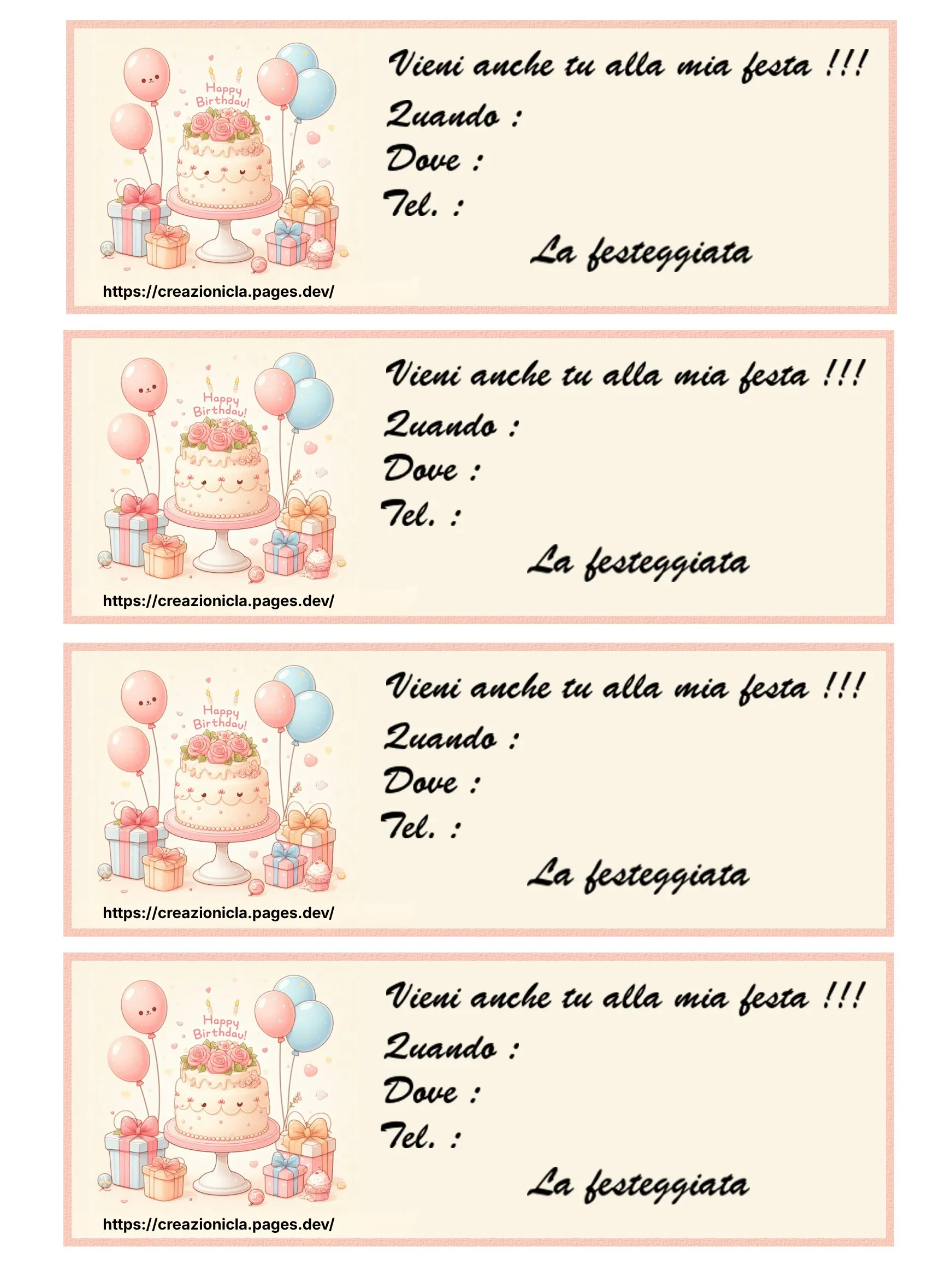 Inviti Festa Compleanno Stampabili Gratis