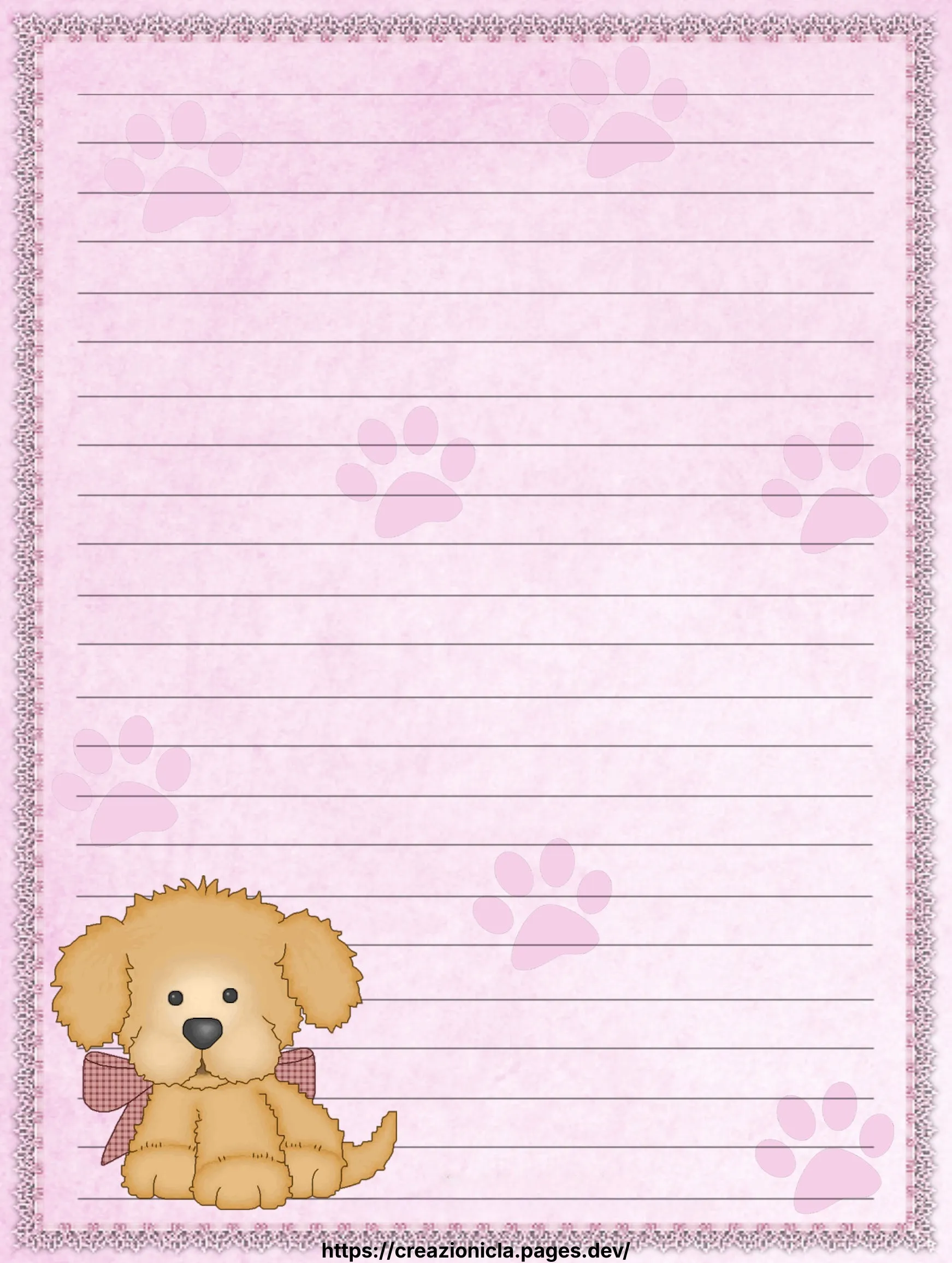 Carta da Lettere Cuccioli Stampabile Gratis