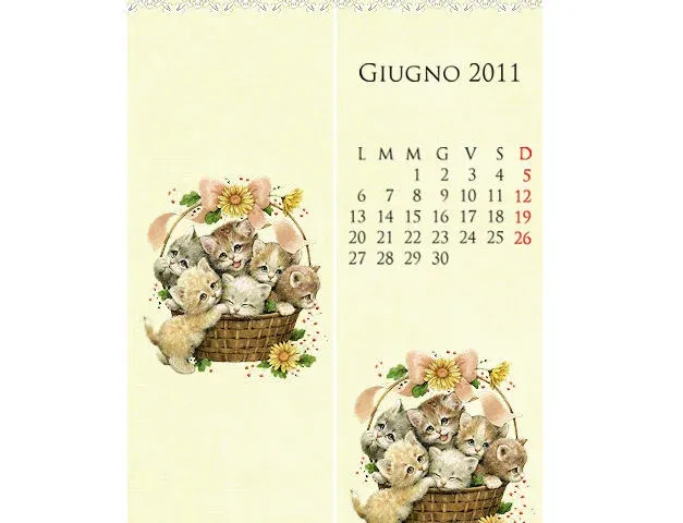 Segnalibro calendario giugno 2011