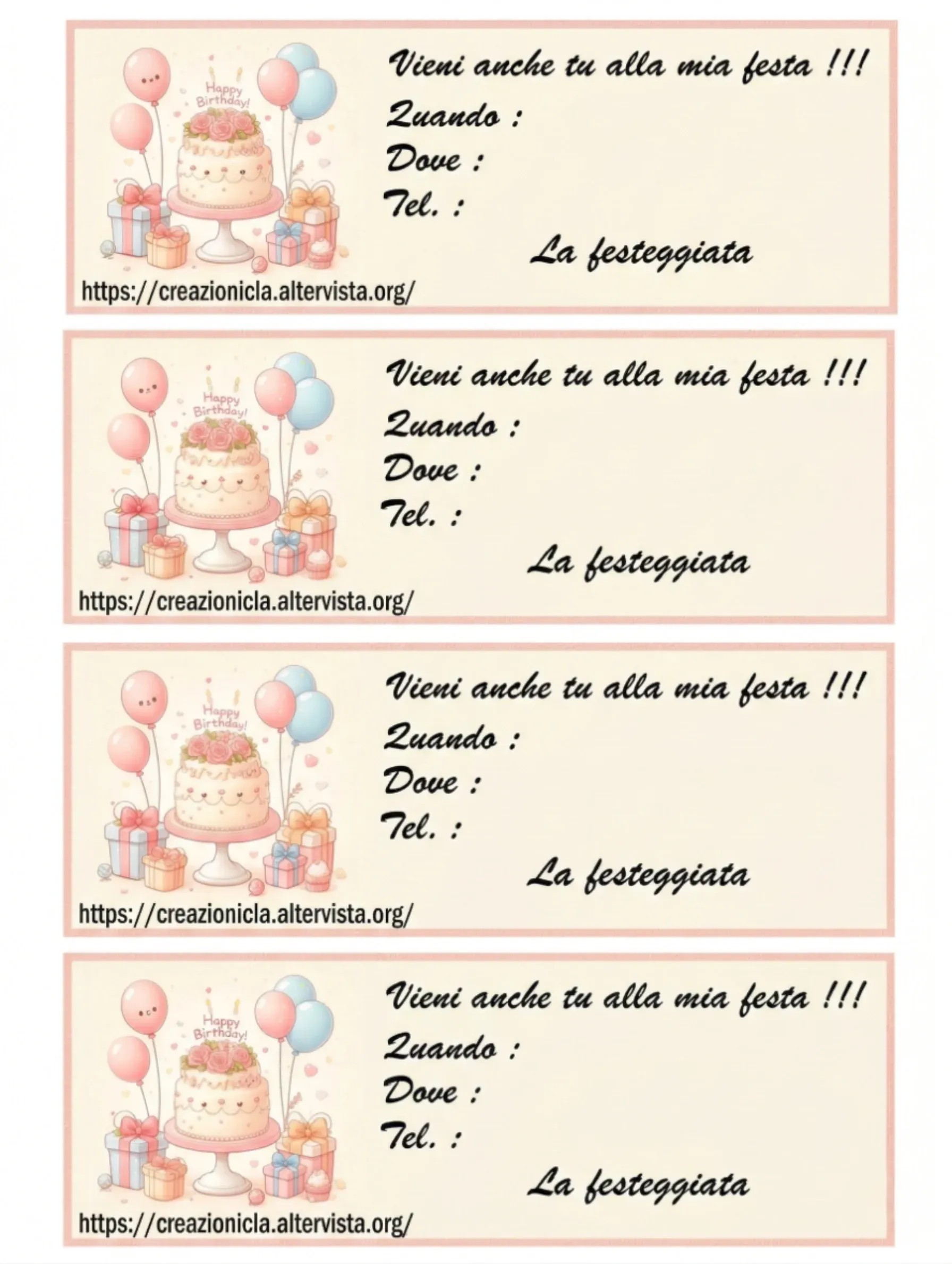 Invito festa stampabile