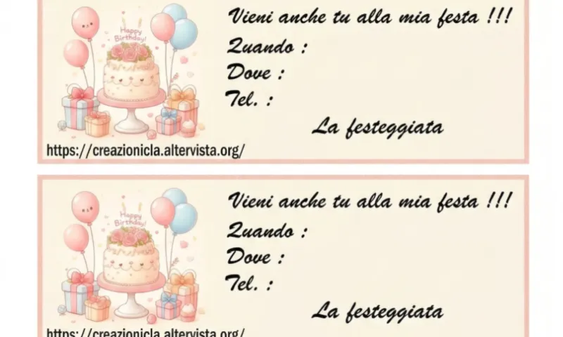 Invito festa stampabile