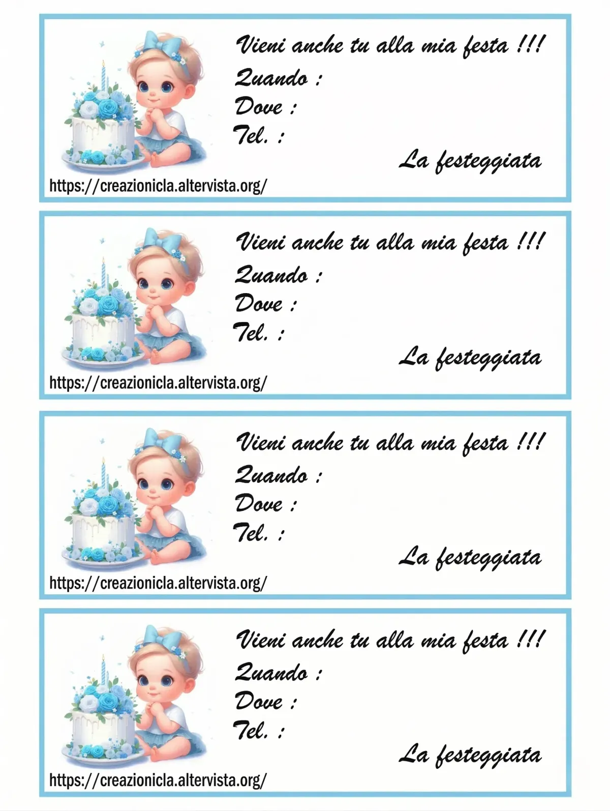 Inviti per festa di compleanno bimbo