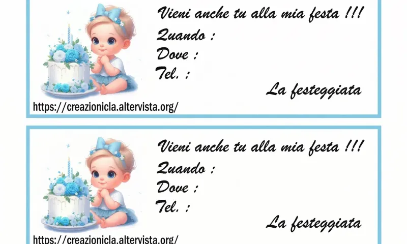 Inviti per festa di compleanno bimbo