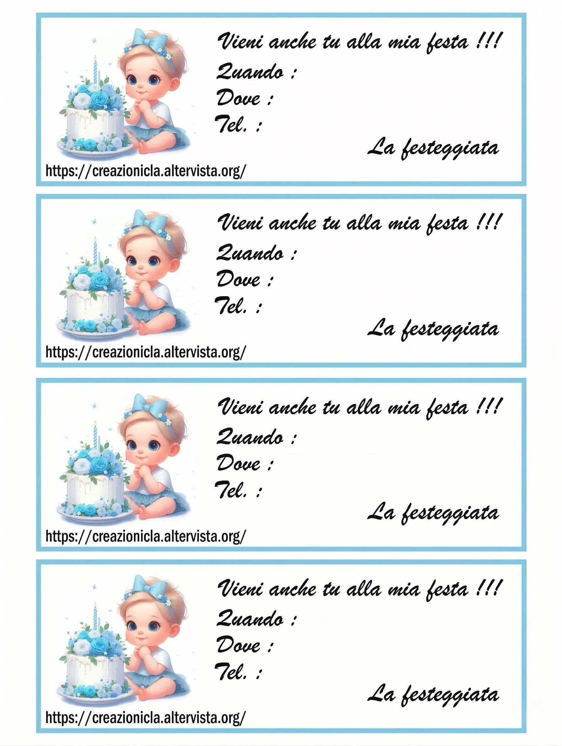 Inviti per festa di compleanno bimbo