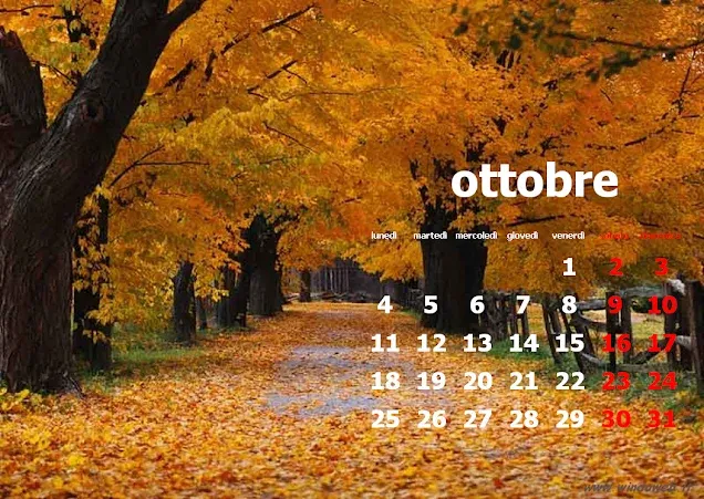 Calendario Mensile Ottobre 2010