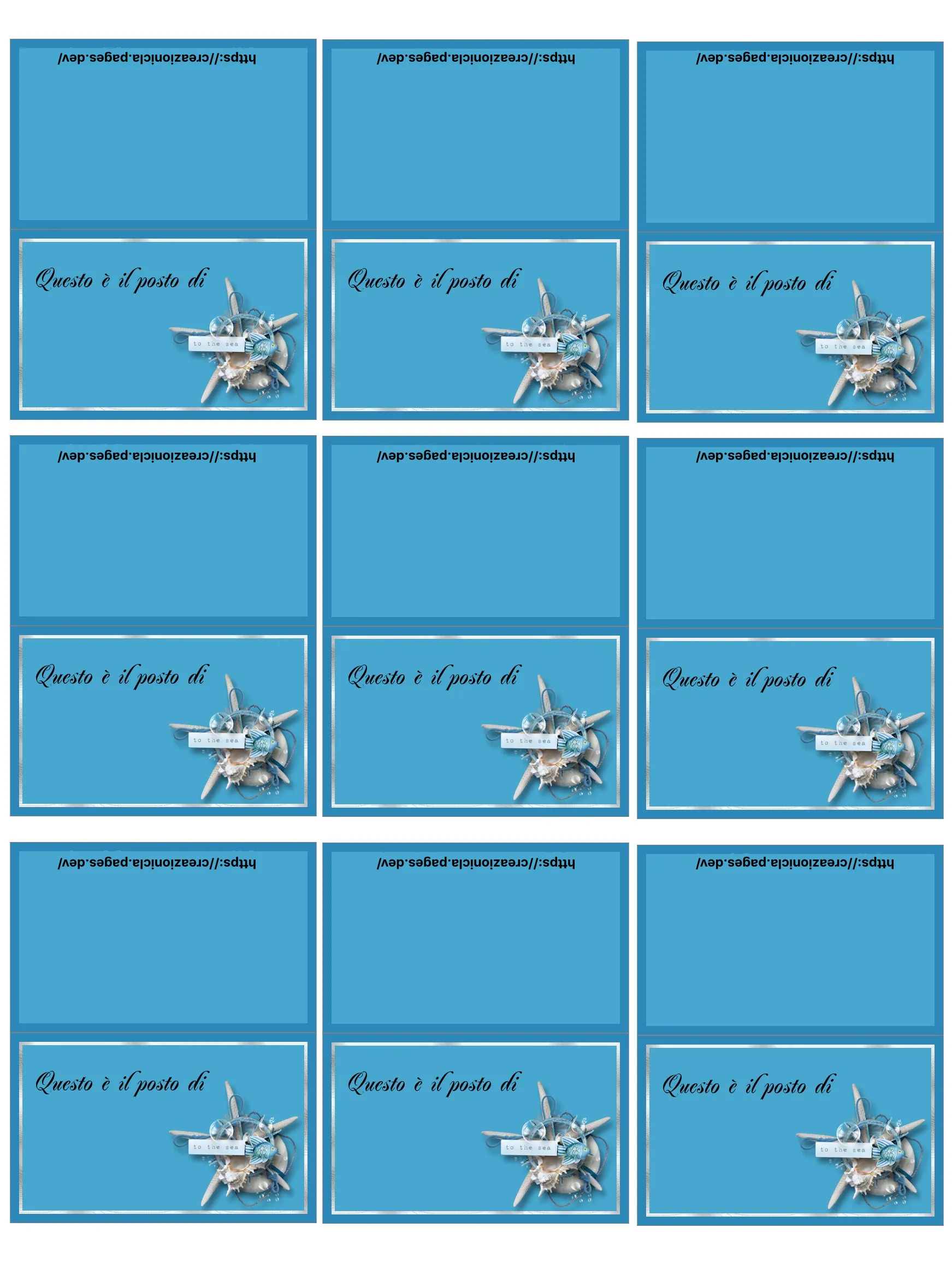 Segnaposti Tema Mare Stampabili Gratis