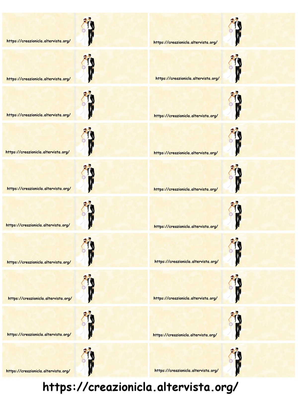 Bigliettini bomboniere sposi