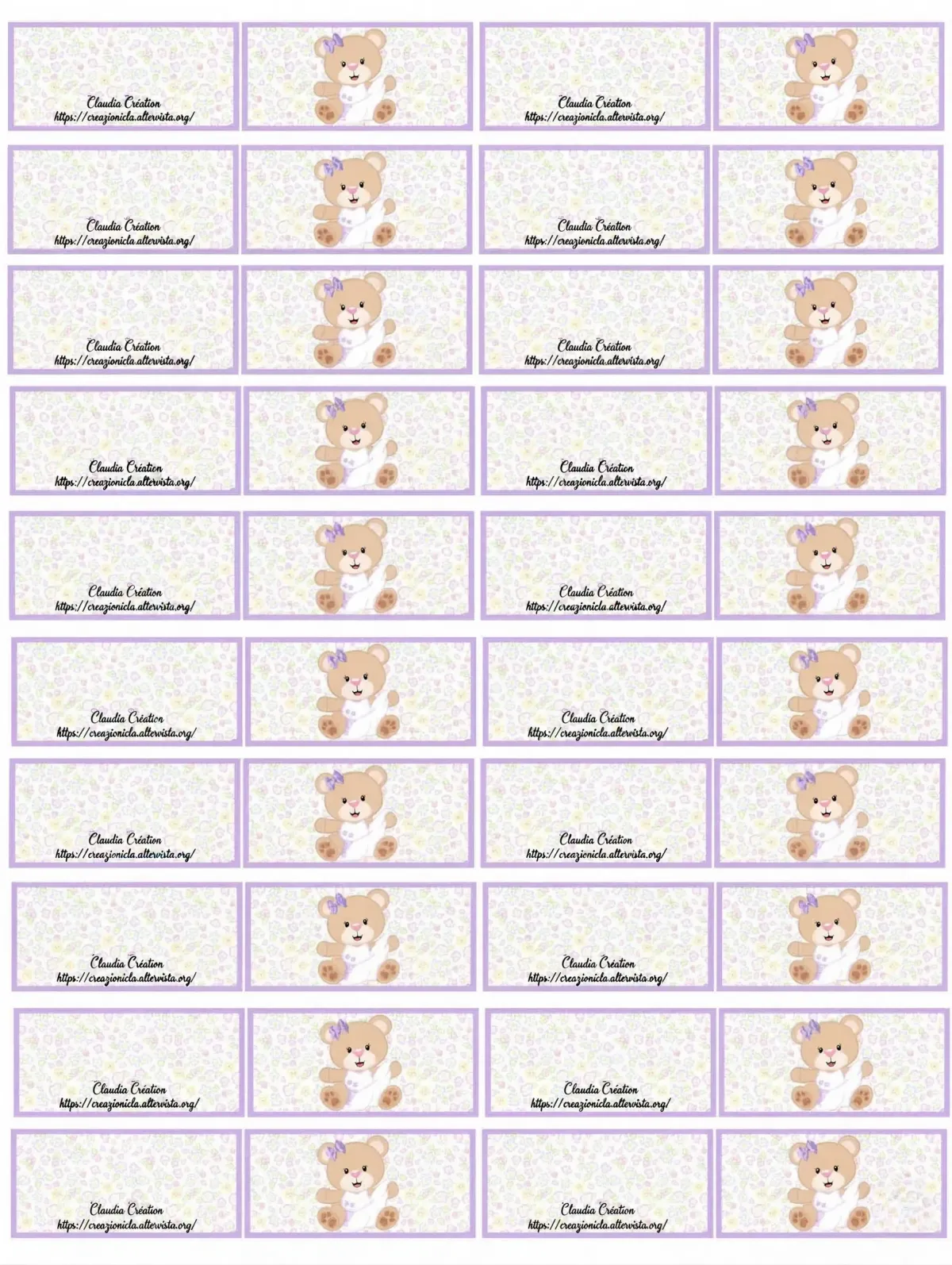 Bigliettini bomboniere baby