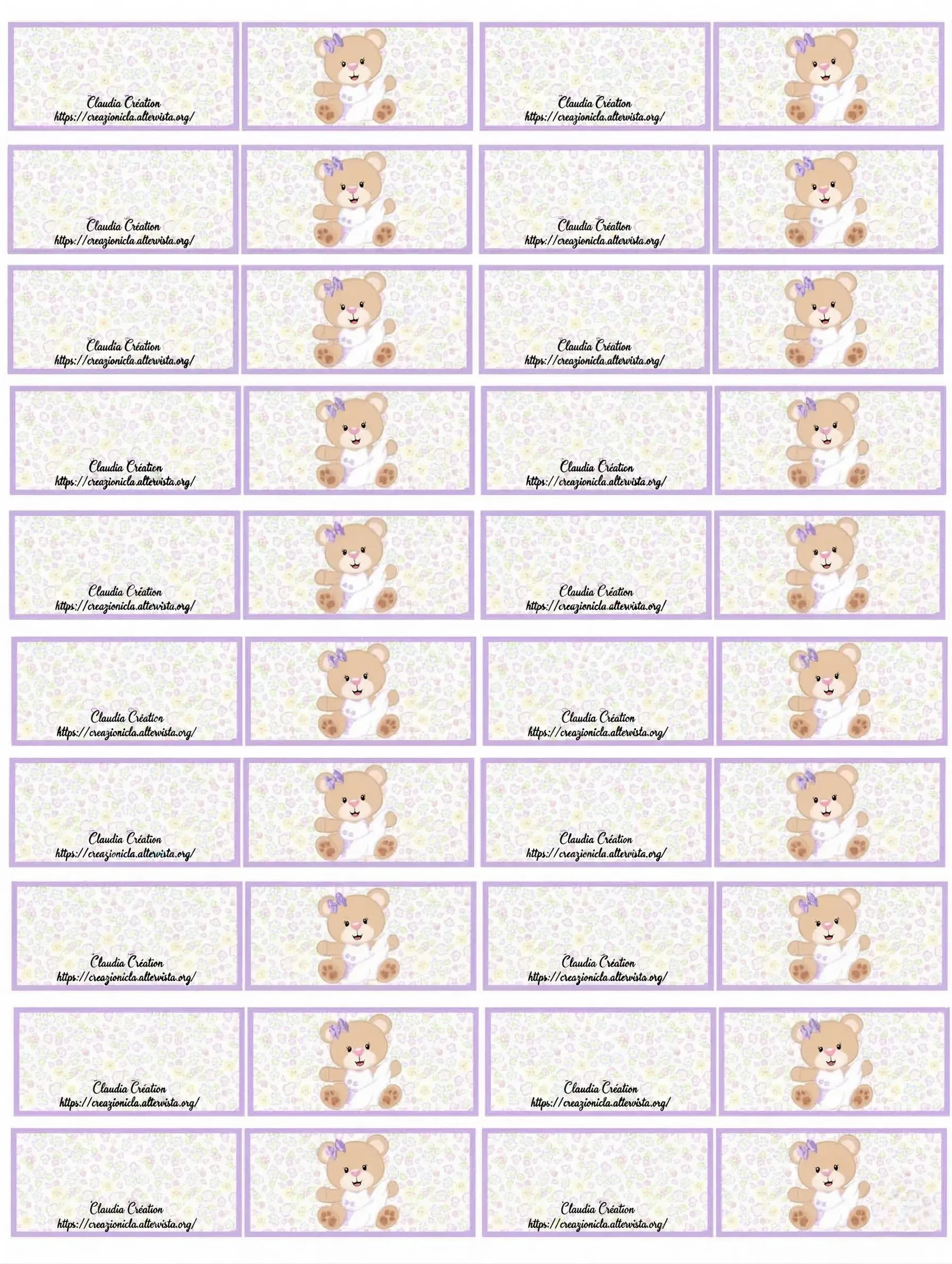 Bigliettini bomboniere baby